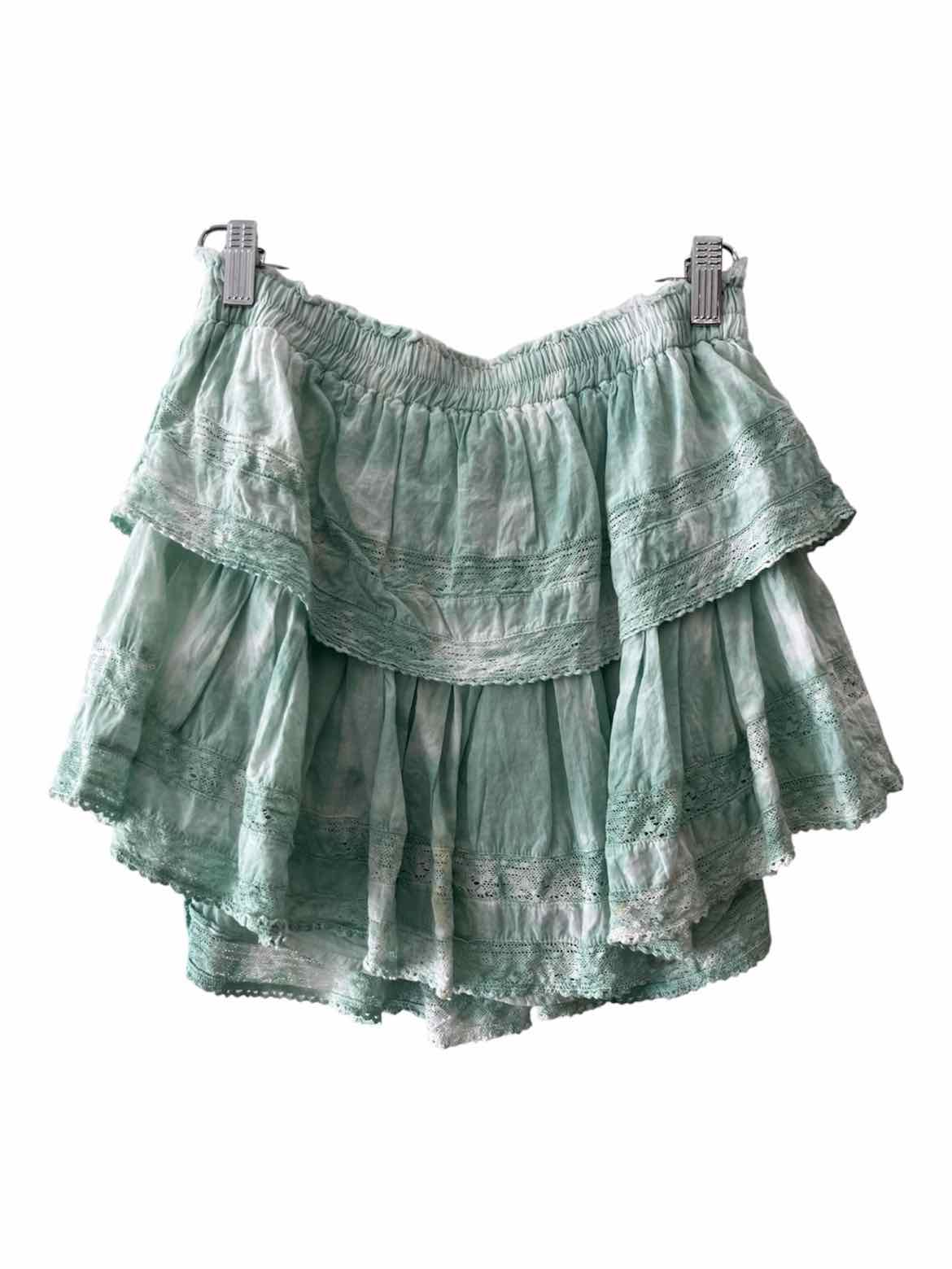 Love Shack Fancy Green and White Size XS Skirt