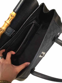 Gucci GG Canvas Bamboo Bullet Black Handbag