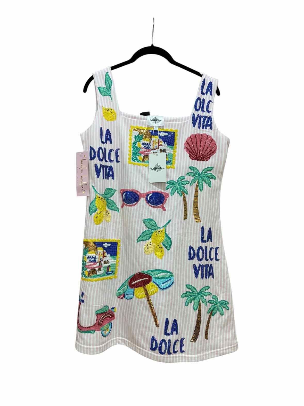 Belle Cher Light Pink/White Multi Size S Dress
