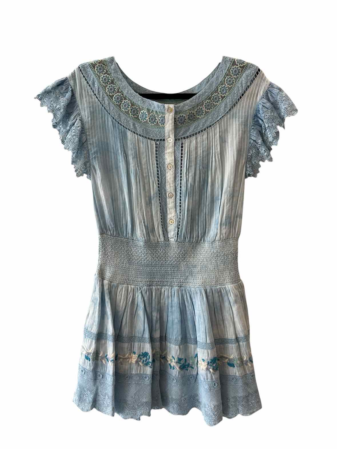 Love Shack Fancy Blue and White Size S Dress