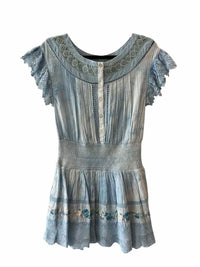 Love Shack Fancy Blue and White Size S Dress