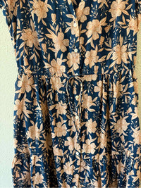 Birds of Paradis Navy and Peach Size S Dress