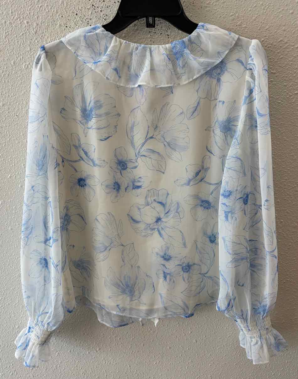 Ann Taylor White and Blue Size S Blouse
