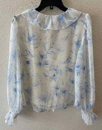 Ann Taylor White and Blue Size S Blouse