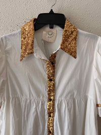 Fantastic Fawn White and Gold Size L Dress