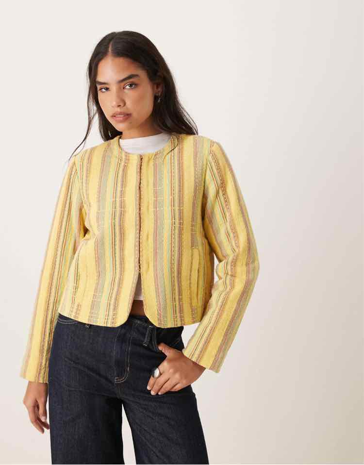 Free People Yellow Multi Size XS Blazer