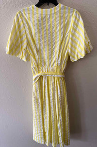Pearl by Lela Rose White and Yellow Size 6 Dress