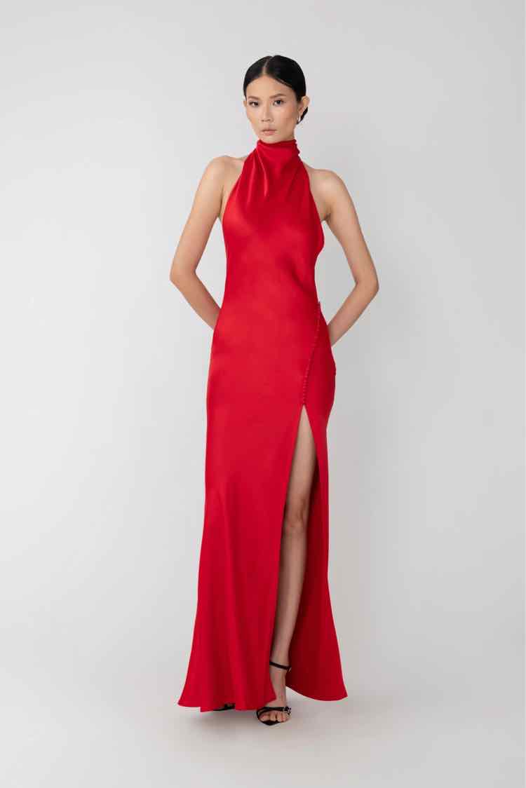 SAU LEE Penelope Backless Satin Gown