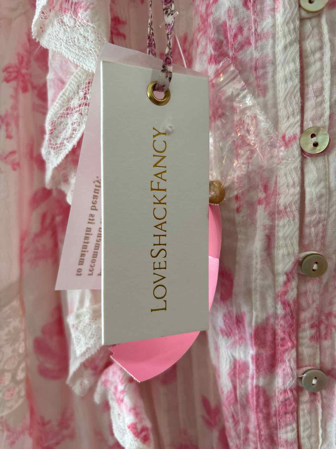 Love Shack Fancy Pink and White Size S Dress