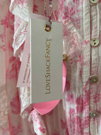 Love Shack Fancy Pink and White Size S Dress