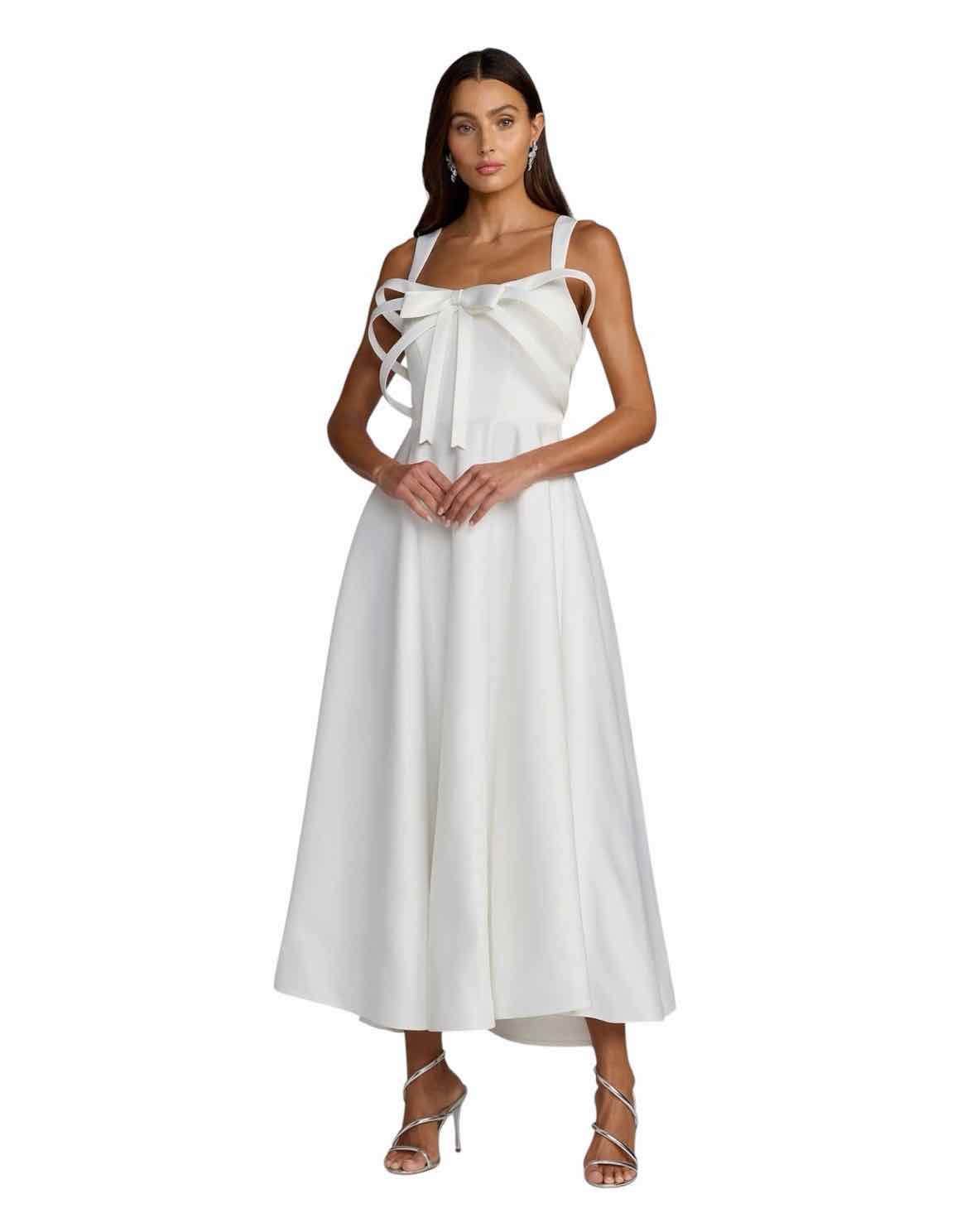 mac duggal white dress Size 2 Gown/Evening Wear – Swap Boutique Perfect for summer evenings Color:Black Suede with Black Leather Lacing Jean Paul Gaultier Midi MAD3141-B