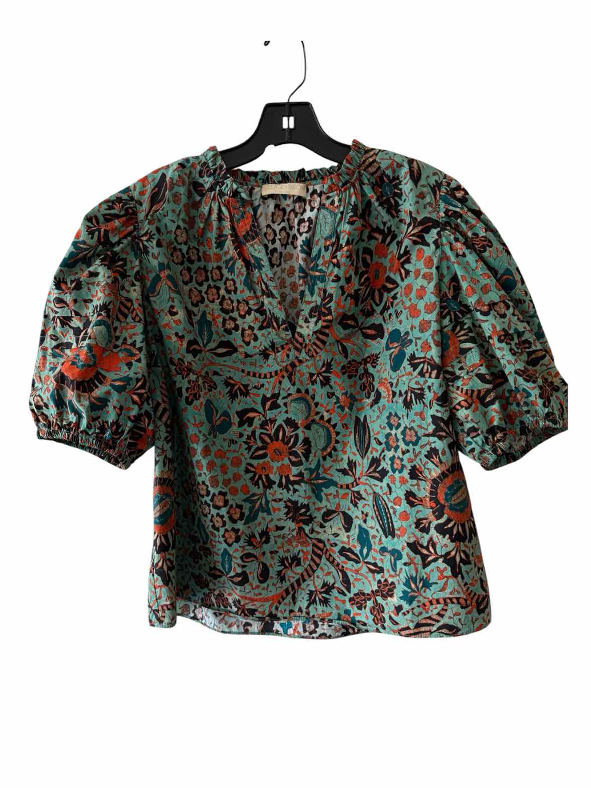 ULLA JOHNSON Jade and Orange Size 10 Shirt